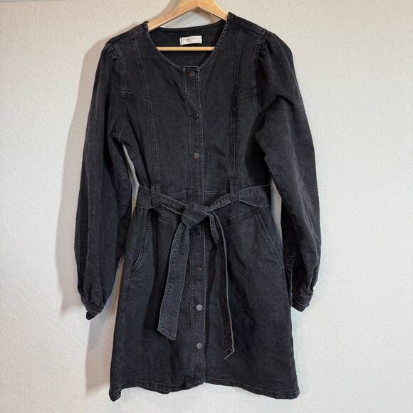 Women's Habitual Black Denim Blue Jean Long Sleeve Button Up Dress Size S - Picture 2 of 10